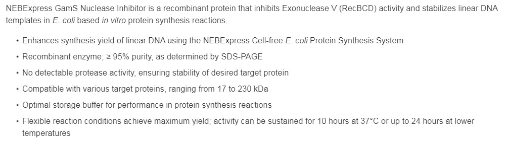 NEBExpress™GamS Nuclease Inhibitor--NEB